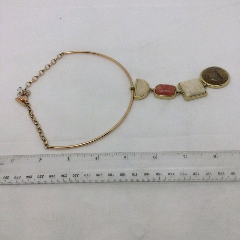 White House Black Market Geometric Faux Stone Collar Necklace – 12" NWOT - Picture 5 of 5